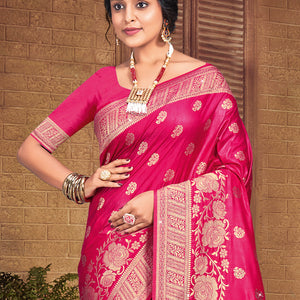 Pink Silk Saree With Blouse Piece