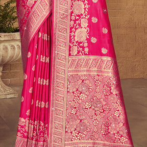 Pink Silk Saree With Blouse Piece