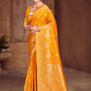 Yellow Silk Saree With Blouse Piece