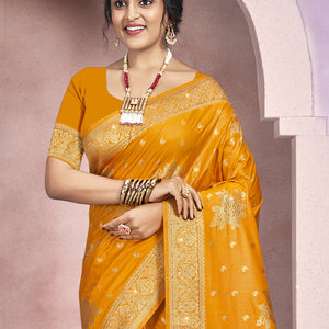 Mustard Silk Saree With Blouse Piece