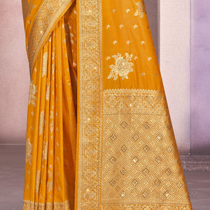 Mustard Silk Saree With Blouse Piece
