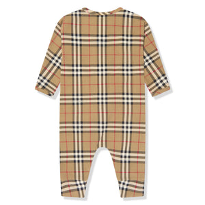 Burberry Baby Claude Archive Check Beige Romper Set