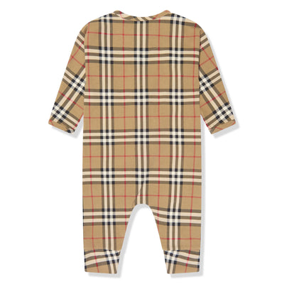 Burberry Baby Claude Archive Check Beige Romper Set