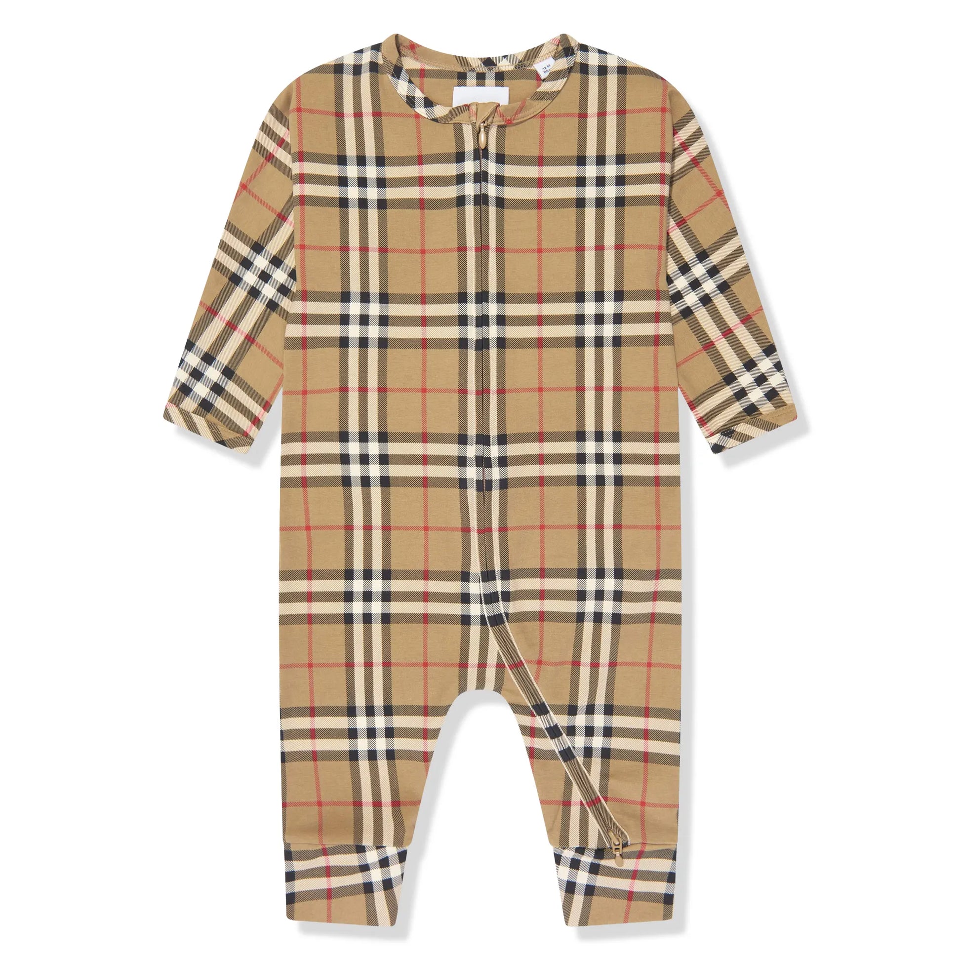 Burberry Baby Claude Archive Check Beige Romper Set