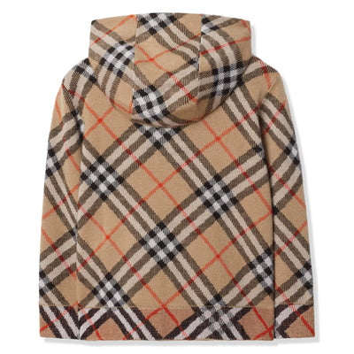 Burberry Boys Jimmy Check Zip-Up Beige Hoodie