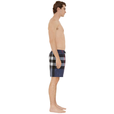 Burberry Check Carbon Blue Swim Shorts