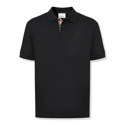 Burberry Eddie Logo Pique Cotton Black Polo Shirt