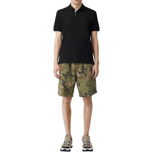 Burberry Eddie Logo Pique Cotton Black Polo Shirt