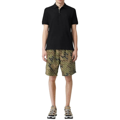 Burberry Eddie Logo Pique Cotton Black Polo Shirt