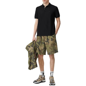 Burberry Eddie Logo Pique Cotton Black Polo Shirt