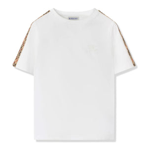 Burberry Kids Cedar Check Tape White T Shirt
