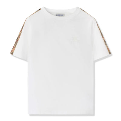 Burberry Kids Cedar Check Tape White T Shirt