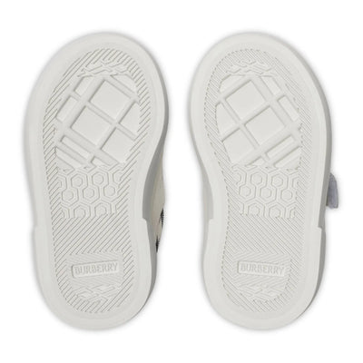 Burberry Kids Cotton and Leather Noah Strap White Trainers