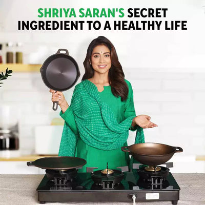 CASTrong Cast Iron Uttapam/ Set Dosa Tawa, 3 Pit, Pre-seasoned, 100% Pure, Toxin-free, Induction, 23cm