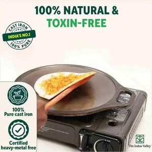 Super Smooth Cast Iron Tawa, Pre-seasoned, 100% Pure, Toxin-free, Induction, 27.9cm, 2.7 kg