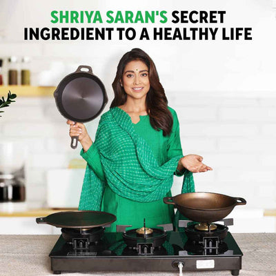 CASTrong Cast Iron Uttapam/ Set Dosa Tawa, 4 Pit,Pre-seasoned, 100% Pure, Toxin-free, Induction, 27.5cm