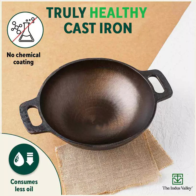 Super Smooth Cast Iron Set: Free ₹400 Tadka Pan+ Frypan+ Kadai+ Tawa, Kitchen set for Home, Nonstick, 100% Pure,Toxin-free