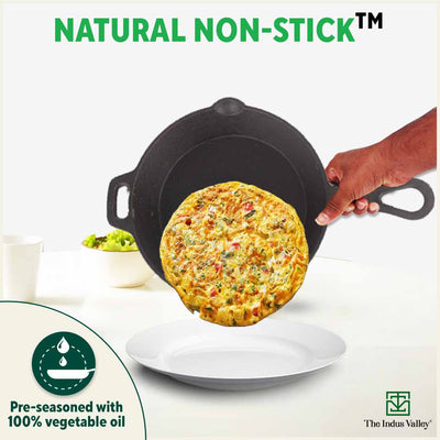 CASTrong Cast Iron Fry Pan/Skillet,Pre-seasoned, Nonstick, 100% Pure, Toxin-free, Induction, 23cm, 1.4L, 2.4kg