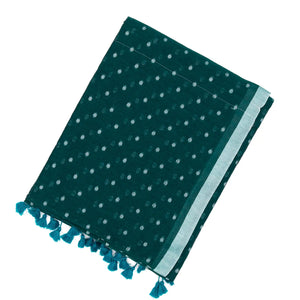 Teal Bengal Cotton Saree With Coin Motifs