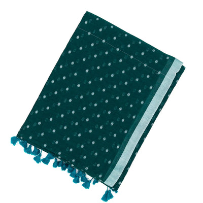 Teal Bengal Cotton Saree With Coin Motifs