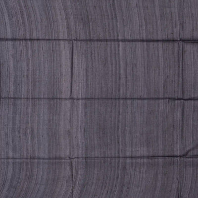 Dark Grey Handloom Tussar Silk Saree With Printed Tribal Motifs