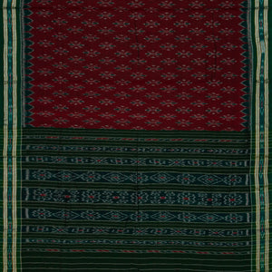 Maroon Handloom Orissa Cotton Saree With Tie & Dye Flower Motifs