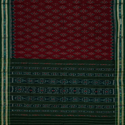 Maroon Handloom Orissa Cotton Saree With Tie & Dye Flower Motifs