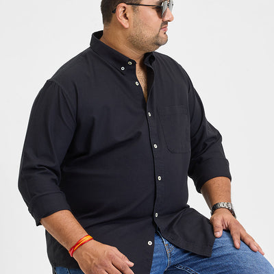 Black Button Down Regular Fit Shirt