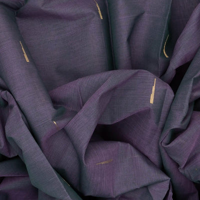 Dark Grey Handloom Kanchi Cotton Saree With Kamalam Buttas