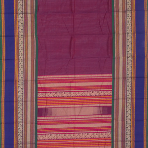 Magenta Handloom Kanchi Cotton Saree With Contrast Border