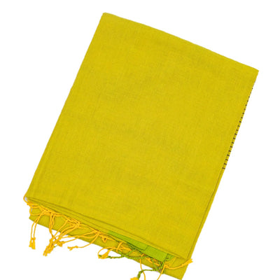 Olive Green Handloom Bengal Cotton Saree With Green Border