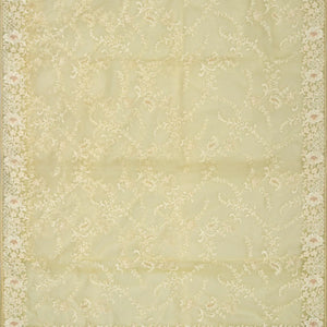 Cream Woven Viscose Saree With Floral Embroidery