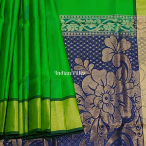 Blue Green South Handloom Kanjivaram Soft Silk Saree