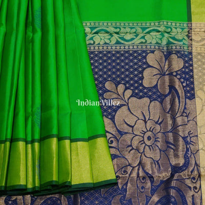 Blue Green South Handloom Kanjivaram Soft Silk Saree