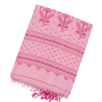 BubbleGum Pink Handloom Bengal Cotton Saree And Pink Border