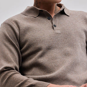Light Brown Knitted Polo Sweater