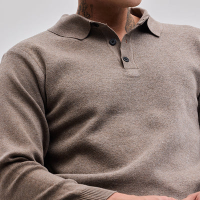 Light Brown Knitted Polo Sweater