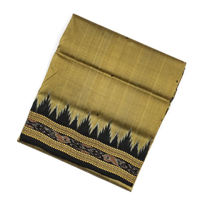 Beige Handloom Orissa Silk Saree With Coin Buttas