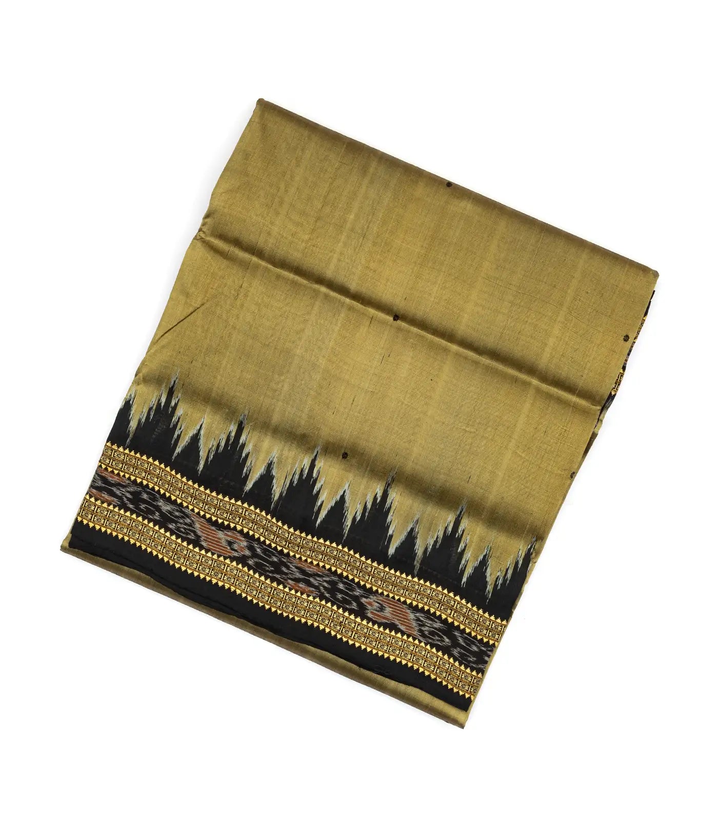 Beige Handloom Orissa Silk Saree With Coin Buttas