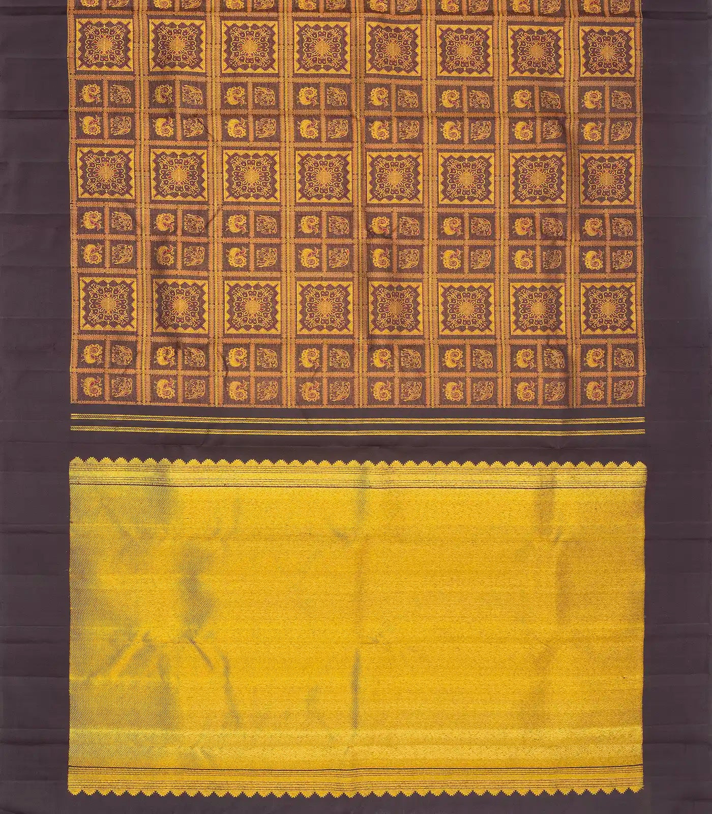 Burgundy Handloom Kanchipuram Silk Saree With Bomkai Motifs