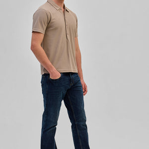 Beige Textured Polo T-Shirt