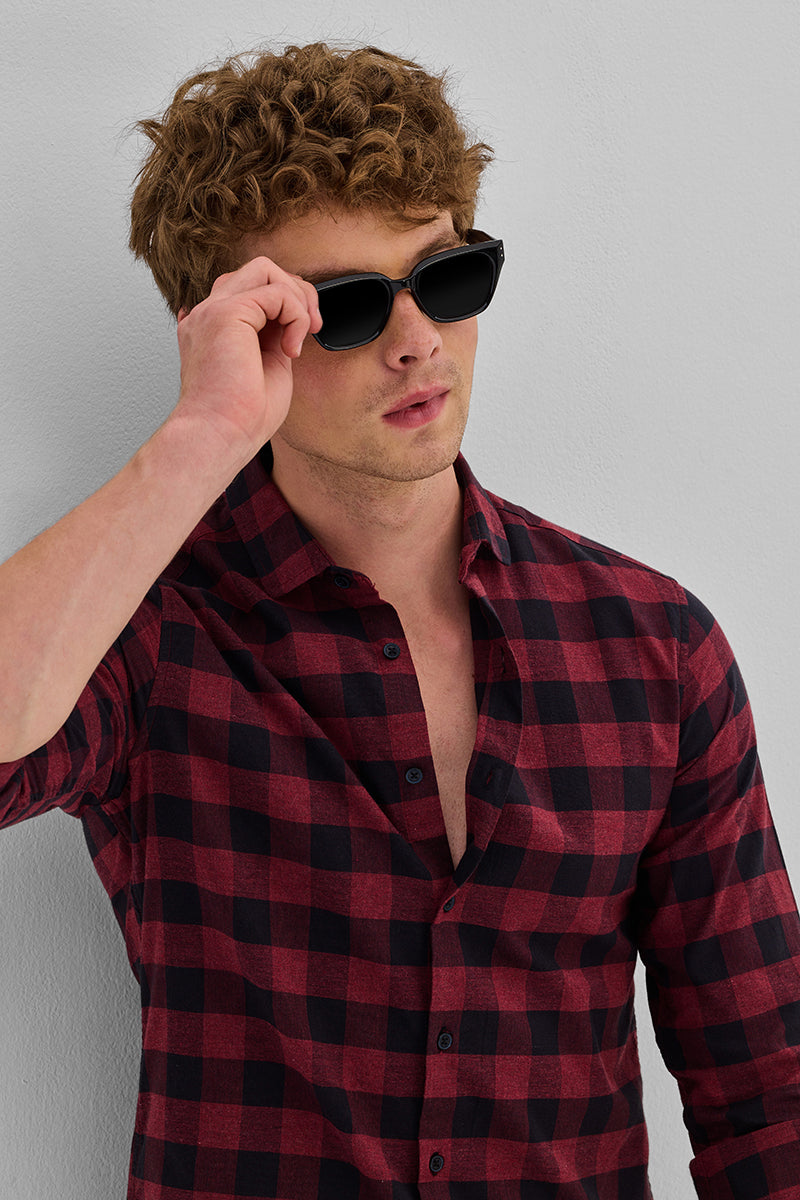 Red Checks Slim Fit Shirt