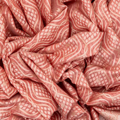 Dusty Pink Handwoven Banarasi Silk Cotton Saree With Floral Motifs