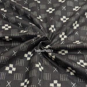 Black Pasapalli Motif Odisha Ikat Sambalpuri Silk Fabric