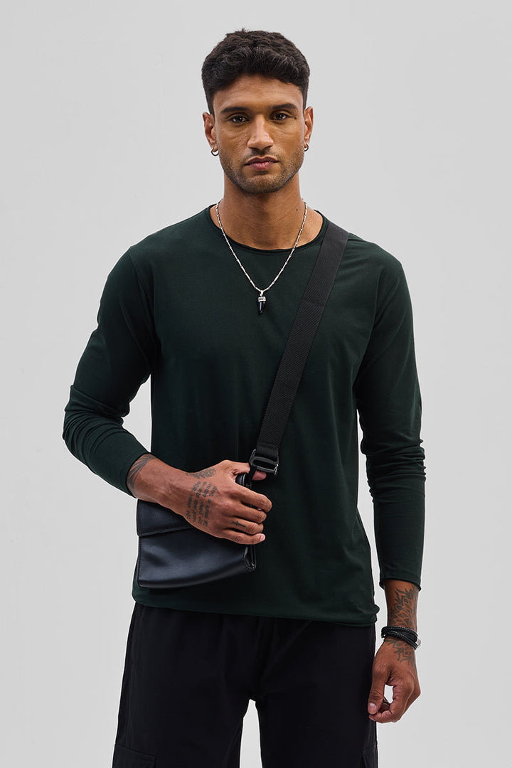 Dark Green Stretch Full Sleeve T-Shirt