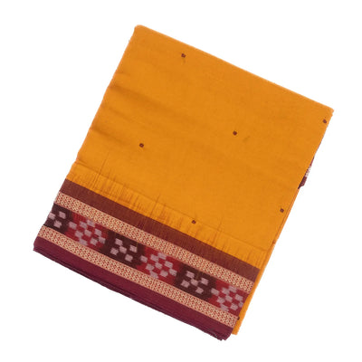 Turmeric Yellow Handloom Orissa Cotton Saree With Button Motifs