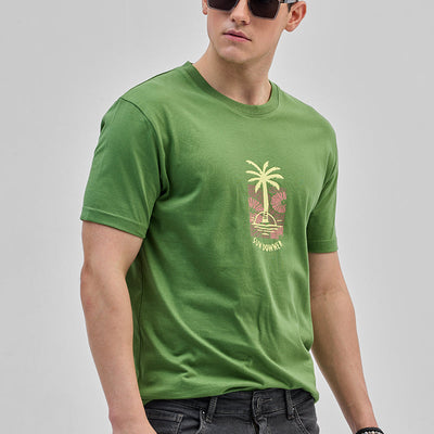 Sun Downer Green Slim Fit T-Shirt