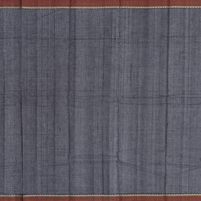 Midnight Blue Handloom Kanchi Cotton Saree With Annam Buttas