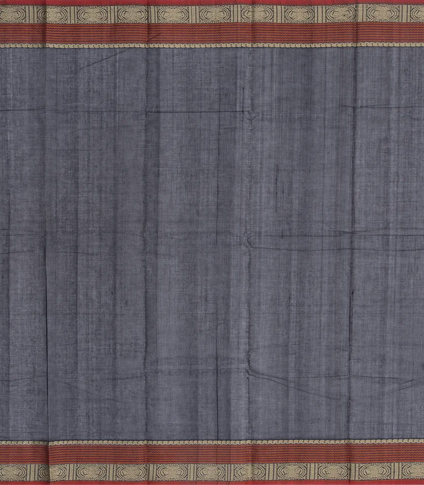 Midnight Blue Handloom Kanchi Cotton Saree With Annam Buttas