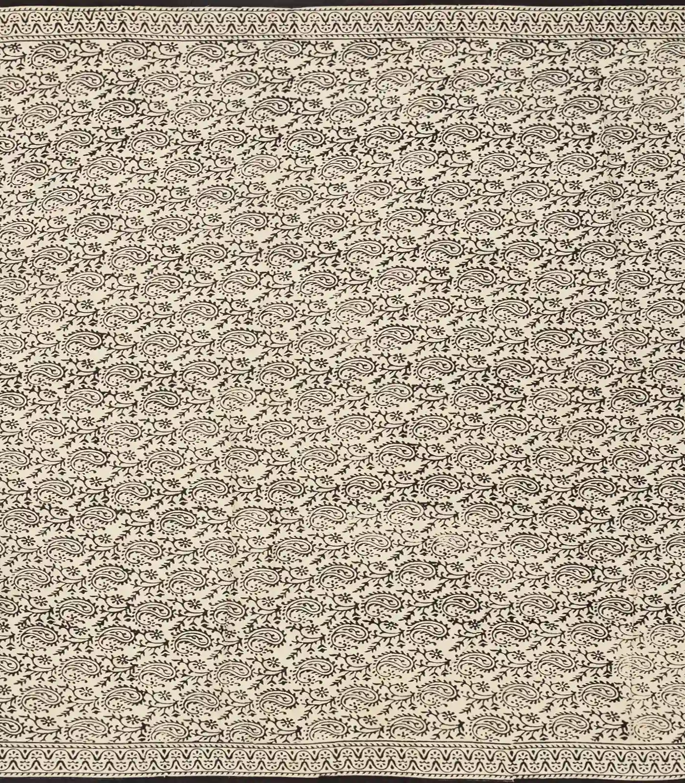 Black Woven Jaipur Cotton Saree Printed With Cream Floral Motifs